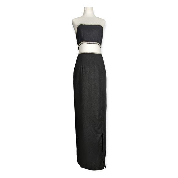90s Y2k PANOPLY 2-Piece Shimmer Bandeau Pencil Skirt Formal Dress - Picture 1 of 11